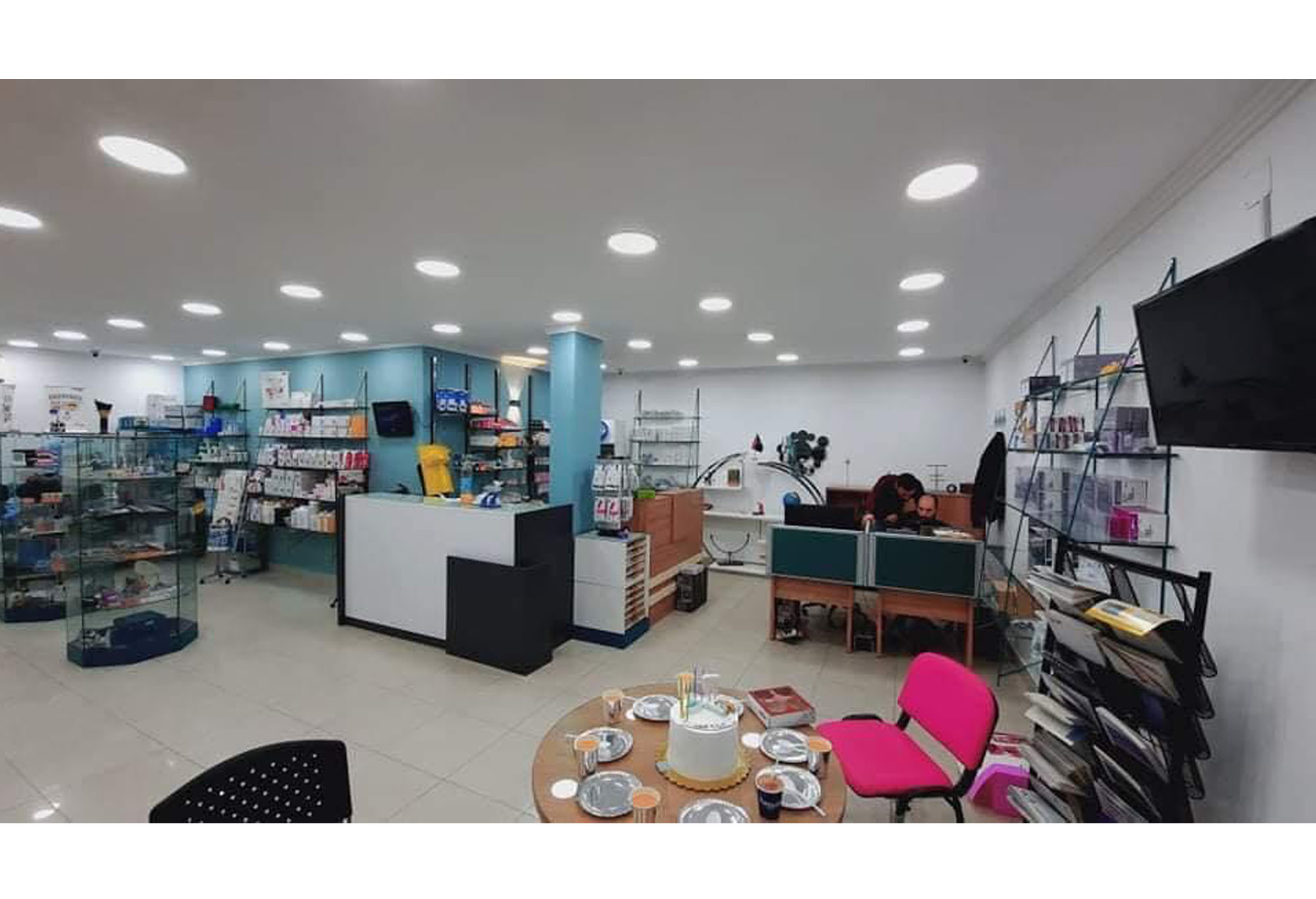 AL-MGD Co. showroom with dental equipment and supplies on display